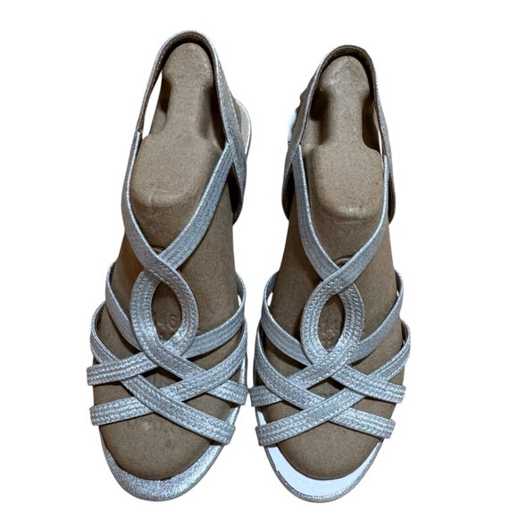 NWOT LifeStride Yaya Silver Metallic Wedge Sandals Womens 6.5 M  1.5 inch wedge - Picture 1 of 11